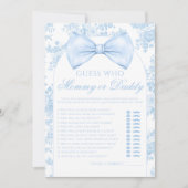 Blue Mommy oder Daddy Bow Krawatte Toile Baby Show Einladung (Vorderseite)