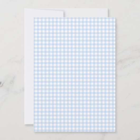 Blue Mommy or daddy bow Gingham Baby Duschgame Einladung (Rückseite)