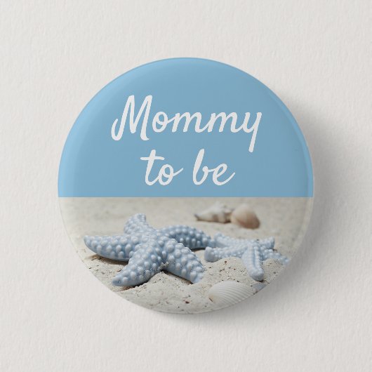 Blue Mommy to be Baby Starfish Showbutton Button (Vorderseite)