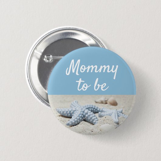 Blue Mommy to be Baby Starfish Showbutton Button (Vorne & Hinten)