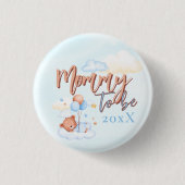 Blue Mommy to Be Teddy Bear Baby Showknopf Button (Vorderseite)