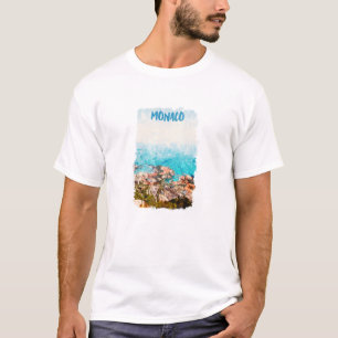 Blue Monaco Ocean View Gemälde T-Shirt