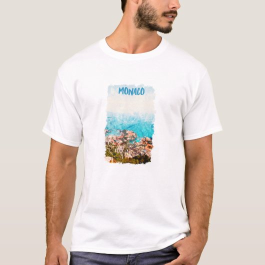 Blue Monaco Ocean View Gemälde T-Shirt (Vorderseite)