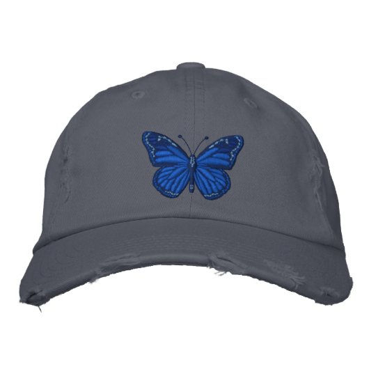 Blue Monarch Butterfly Bestickte Baseballkappe (Vorderseite)