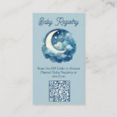 Blue Mond und Stars Baby Dusche QR Code Registrier Begleitkarte (Vorderseite)