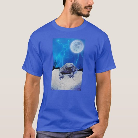 Blue Monitor Lizard Dragon Reply Fantasy Art T-Shirt (Vorderseite)