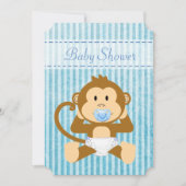 Blue Monkey Baby Dusche a Boy Einladungen (Vorderseite)