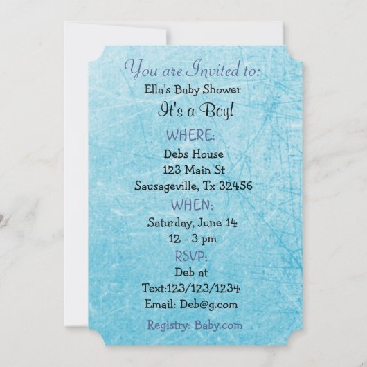 Blue Monkey Baby Dusche a Boy Einladungen (Rückseite)