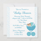 Blue Monkey Baby Dusche Einladung (Rückseite)