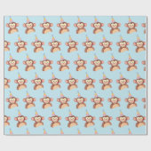 Blue Monkey Birthday Party Geschenkpapier (Flach)