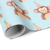 Blue Monkey Birthday Party Geschenkpapier (Rolleneckpunkt)