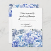 Blue Monochromatic Bouquet of Florals Repcard RSVP Karte (Vorne/Hinten)