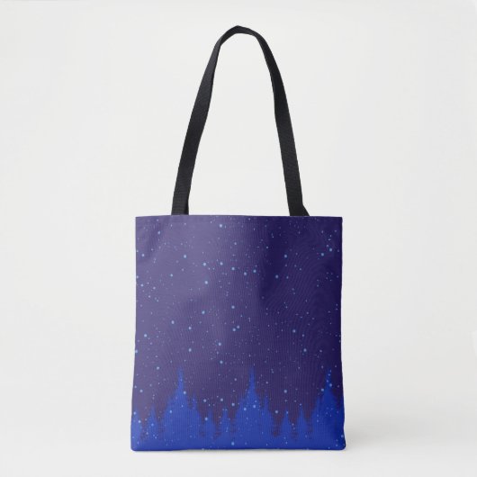 Blue Monochromatic Snowy Weihnachtsdesign Tasche (Vorderseite)
