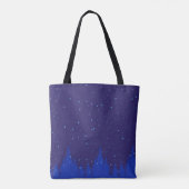 Blue Monochromatic Snowy Weihnachtsdesign Tasche (Rückseite)