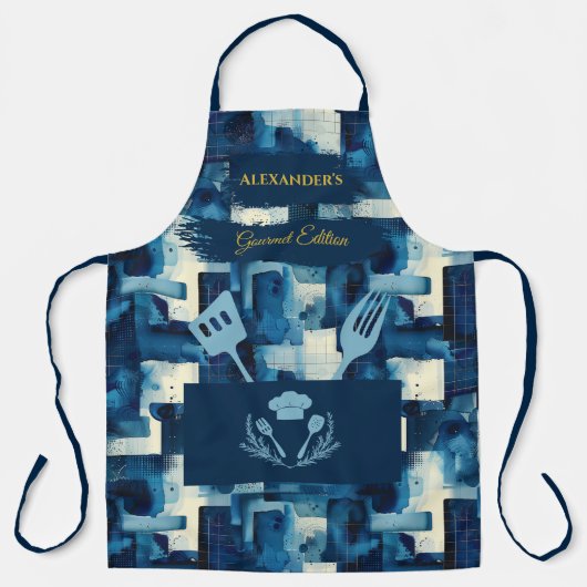 Blue Monochrome Abstrakt - Moderne Küche Schürze (Vorderseite)