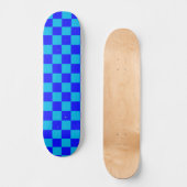 Blue Monochrome Checkerboard Pattern Skateboard (Vorderseite)