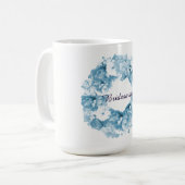 Blue Monochrome Wreath Bridesmaid Tasse (Vorderseite Links)