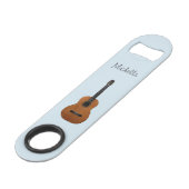 Blue Monogram Acoustic Guitar Music Speed Flaschenöffner (Rückseite Schrägansicht)