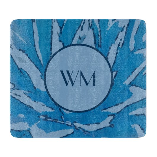 Blue Monogram Agave Cutting Board Schneidebrett (Vorderseite)