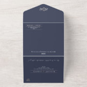 Blue Monogram All in One Wedite Einladung (Außenbereich)