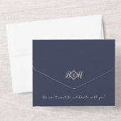 Blue Monogram All in One Wedite Einladung (Rückseite)