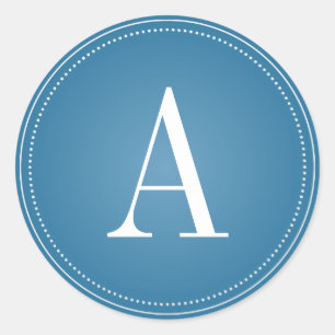 Blue Monogram Anfangsaufkleber für Hochzeiten Runder Aufkleber