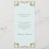 Blue Monogram Baroque Christian Wedding Menu Menükarte (Rückseite)