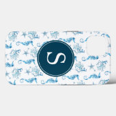 Blue Monogram Beachy Phone Case (Rückseite (Horizontal))
