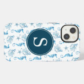 Blue Monogram Beachy Phone Case iPhone Hülle (Rückseite (Horizontal))