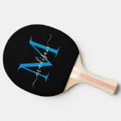 Blue Monogram Blue Ozean Eleganter Skriptname Tischtennis Schläger (Seitenansicht)