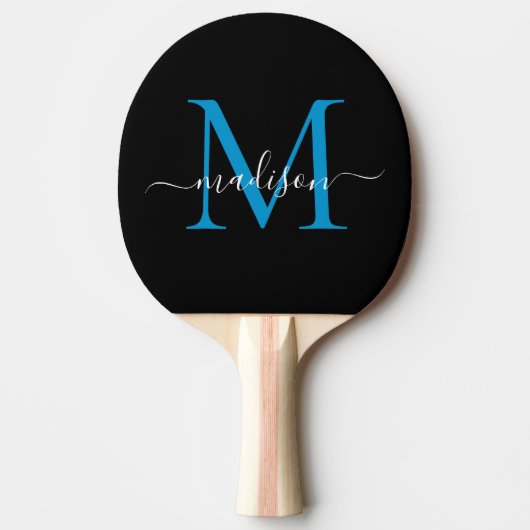 Blue Monogram Blue Ozean Eleganter Skriptname Tischtennis Schläger (Vorderseite)