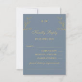 Blue Monogram Botanical Christian Wedding RSVP  Karte (Vorderseite)