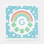 Blue Monogram Clover & Rainbow Boy Lucky One Serviette (Vorderseite)