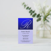 Blue Monogram Consultant Business Card Visitenkarte (Stehend Vorderseite)