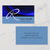 Blue Monogram Consultant Business Card Visitenkarte (Vorne/Hinten)
