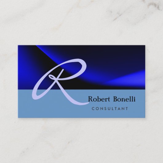 Blue Monogram Consultant Business Card Visitenkarte (Vorderseite)