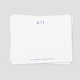 Blue Monogram Couple Initials Personalisiert Mitteilungskarte