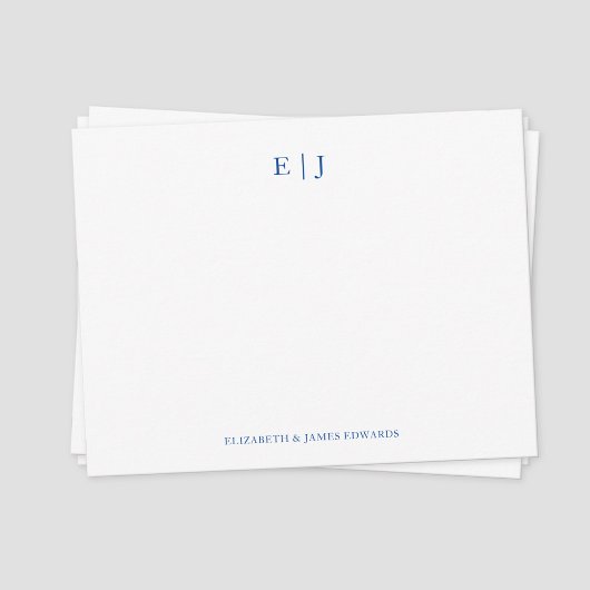 Blue Monogram Couple Initials Personalisiert Mitteilungskarte