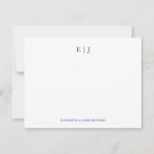 Blue Monogram Couple Initials Personalisiert Mitteilungskarte (Vorderseite)