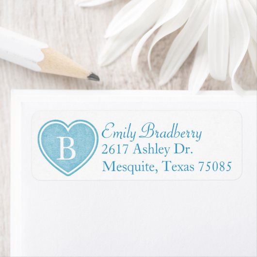Blue Monogram Custom Return Address Label (Insitu)