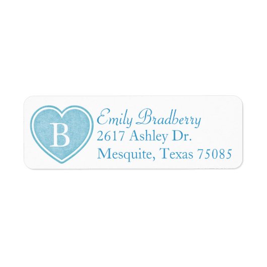 Blue Monogram Custom Return Address Label (Vorne)