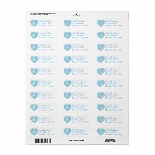 Blue Monogram Custom Return Address Label (Vorne)