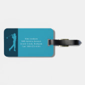 Blue Monogram Golfer Gepäckanhänger (Rückseite horizontal)