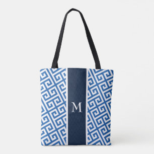 Blue Monogram Griechischer Schlüssel Tasche
