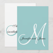 Blue Monogram Initial 2013 Einladung zur Hochzeit (Vorne/Hinten)