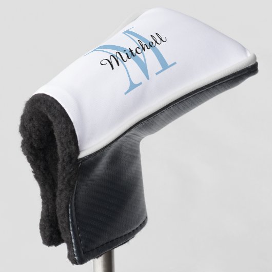 Blue Monogram Initial and Name Personalisiert Golf Headcover (3/4 Vorderseite)