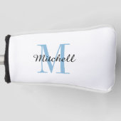 Blue Monogram Initial and Name Personalisiert Golf Headcover (Vorderseite)