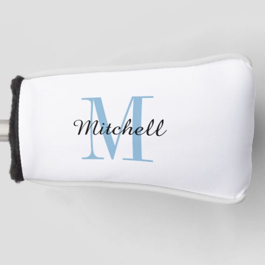 Blue Monogram Initial and Name Personalisiert Golf Headcover (Vorderseite)