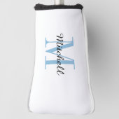 Blue Monogram Initial and Name Personalisiert Golf Headcover (Rotieren 90)