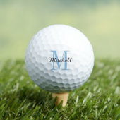 Blue Monogram Initial and Name Personalisiert Golfball (Insitu T-Shirt)
